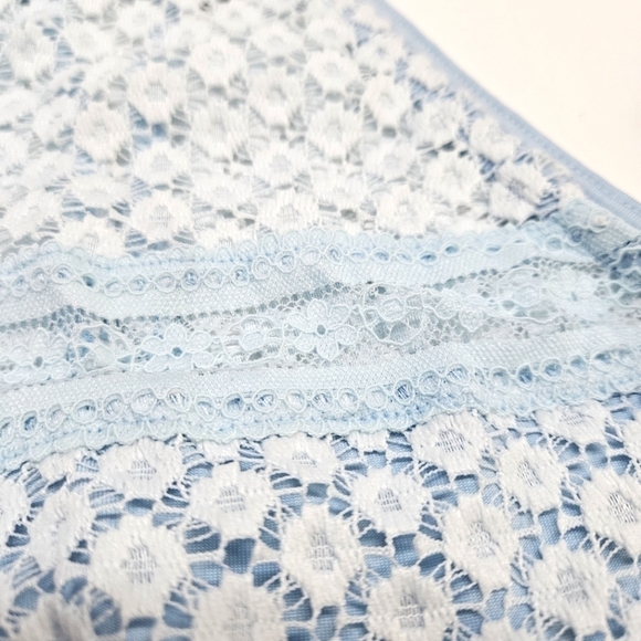 NEW Roma Lace Panel Tiered Baby Blue Bodycon Mini Dress Medium Yandy - Picture 5 of 6